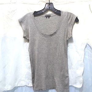 THEORY HEATHER GREY SH SLV TEE SCOOP NK SZ S